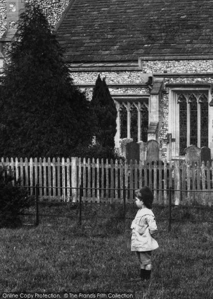 Photo of Mickleham, Boy By The St Michael's Church 1904