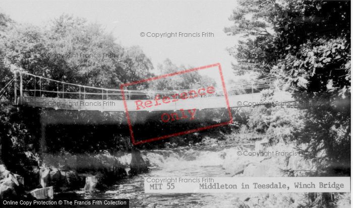 Photo of Middleton In Teesdale, The Winch Bridge c.1960