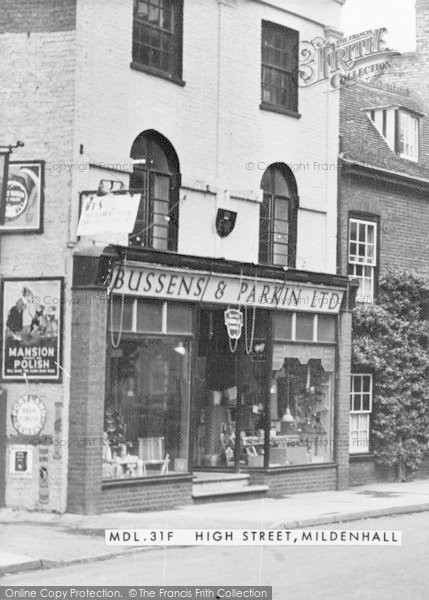 Photo of Mildenhall, High Street, Bussens & Parkin Ltd c.1955