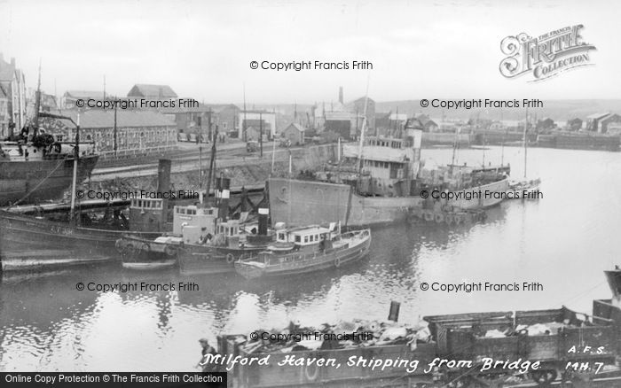 Photo of Milford Haven, Shipping From Bridge c.1950
