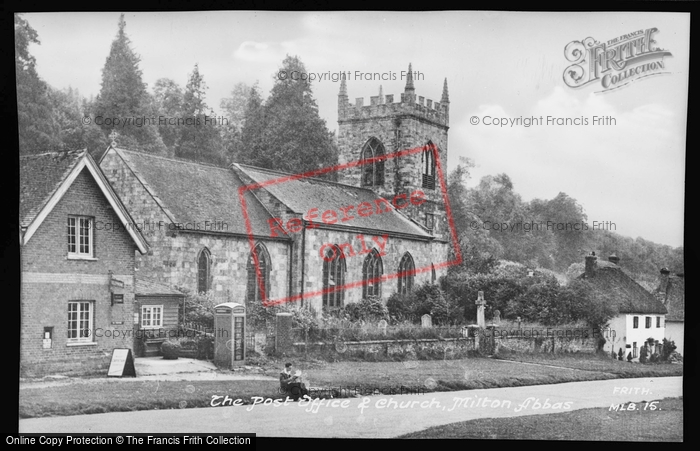 Photo of Milton Abbas, The Post Office And Church c.1955