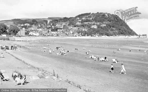 Photo of Minehead, Beach And North Hill c.1955