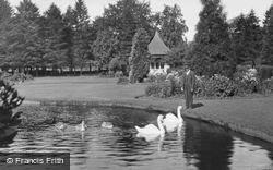 Feeding The Swans, Station Park c.1955, Moffat
