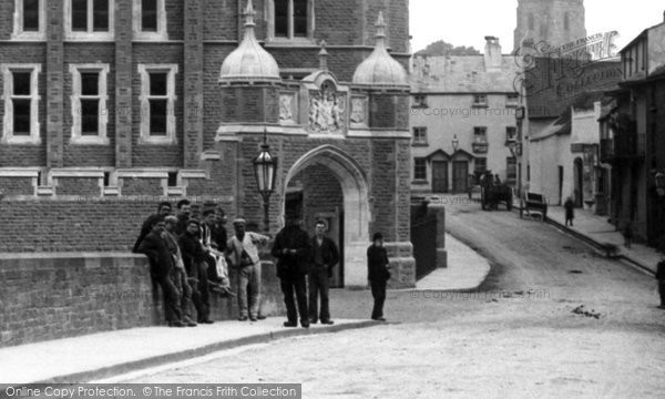 Photo of Monmouth, Workmen By The Grammar School 1896