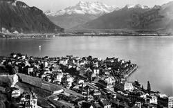 The Town And Dents Du Midi c.1930, Montreux