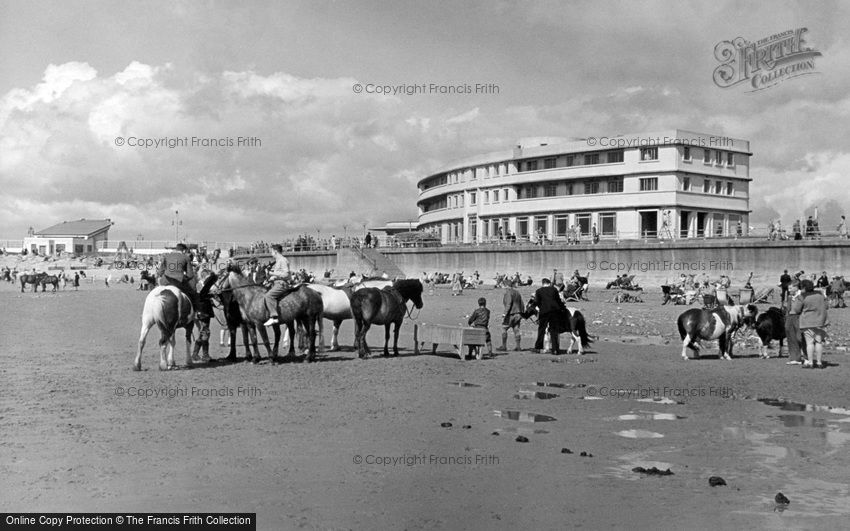 Morecambe, the Sands and Midland Hotel c1955