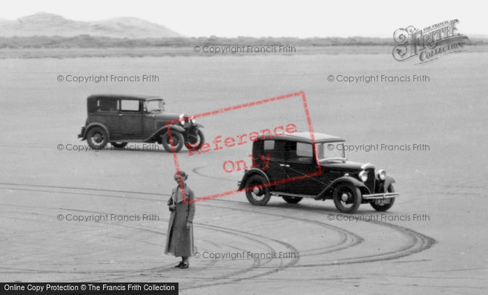 Photo of Morfa Bychan, Lady And Cars, Black Rock Sands 1936