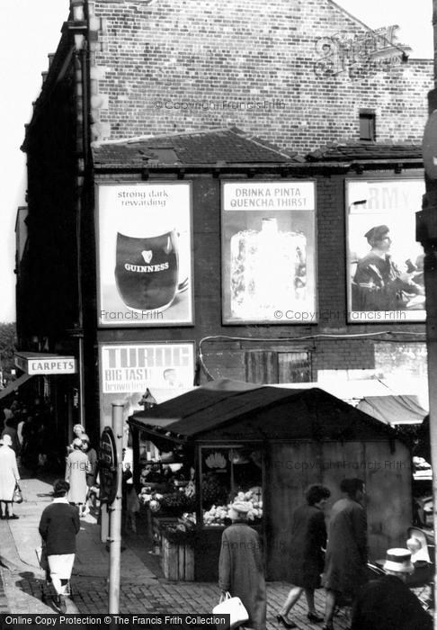 Photo of Morley, Market Entrance, Greengrocer's Stall c.1965