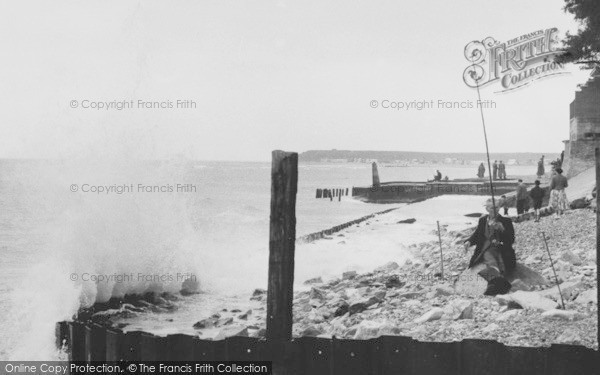 Photo of Mudeford, Rough Sea c.1955