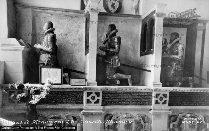 Photo of Musbury, Church, The Drake Monument c.1955
