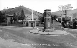 Nantymoel, Memorial Hall And Clock c.1960, Nant-Y-Moel