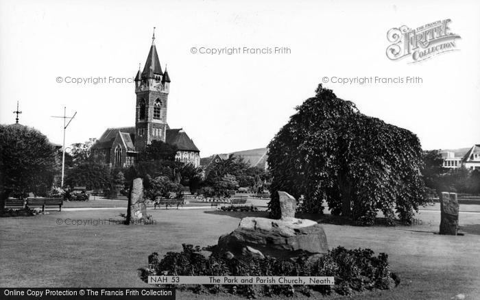 Photo of Neath, Park And Parish Church c.1965