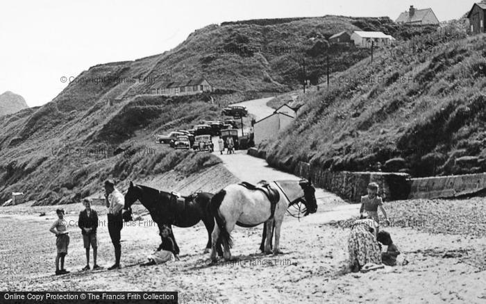 Photo of Nefyn, Ponies On The Beach c.1955