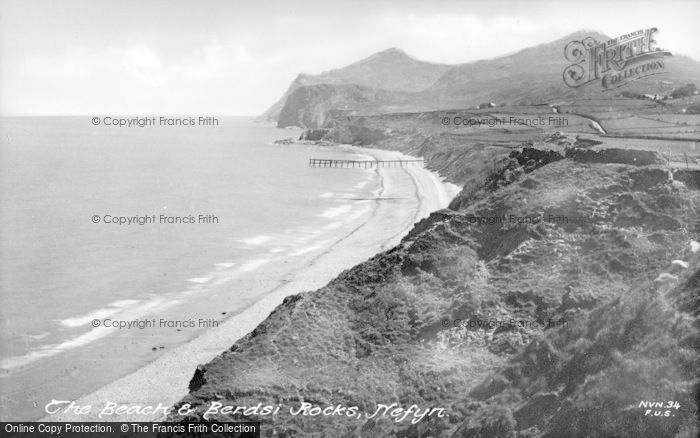 Photo of Nefyn, The Beach And Berdsi Rocks c.1950