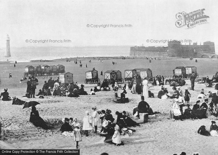 Photo of New Brighton, Beach, Fort And Lighthouse c.1895