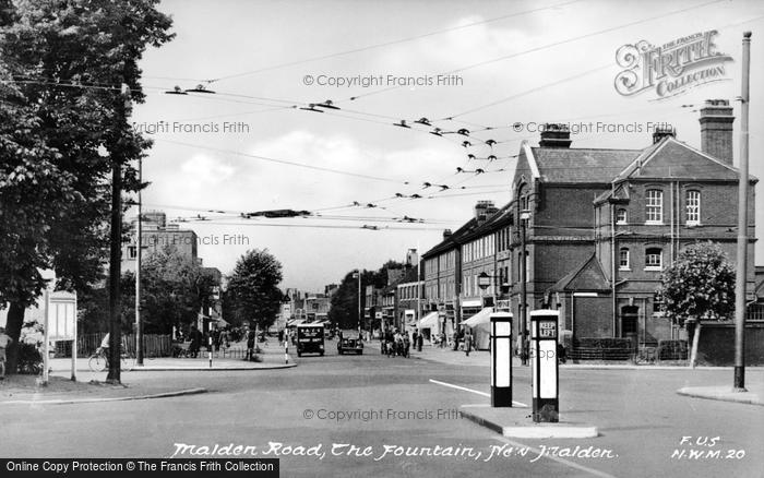 Photo of New Malden, Malden Road, The Fountain c.1955
