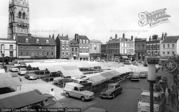Photo of Newark On Trent, Market Place And Church c.1965