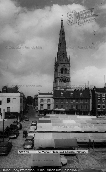 Photo of Newark On Trent, The Market Place And Church c.1965