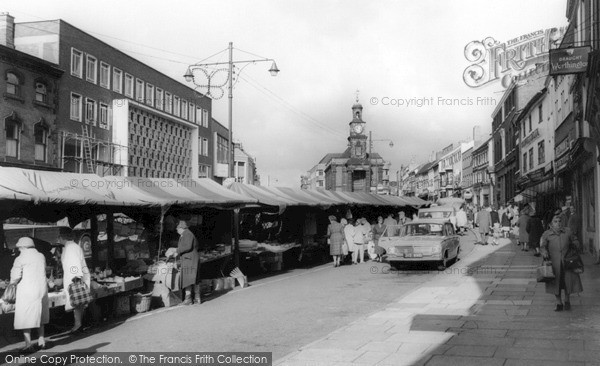 Photo of Newcastle Under Lyme, The Market c.1963