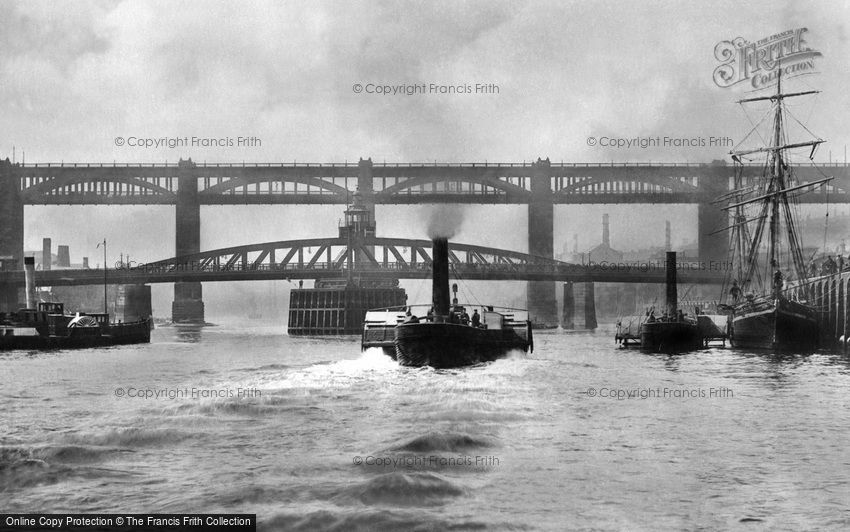 Newcastle upon Tyne, High Level and Swing Bridge 1890