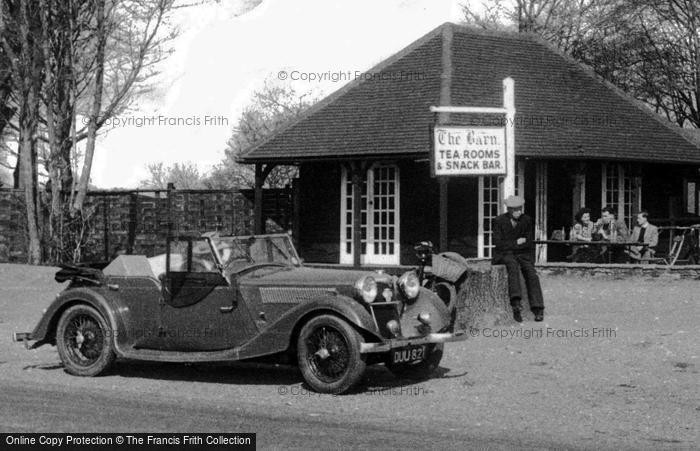 Photo of Newlands Corner, Car At The Barn Tea Rooms c.1950