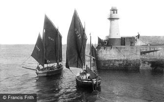 Newlyn, Fishing Boats by the Lighthouse 1906