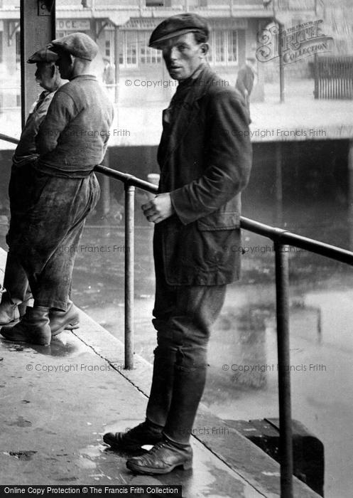 Photo of Newlyn, Man At Fish Market 1920