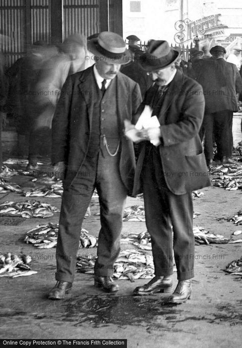 Photo of Newlyn, Men In Fish Market 1920