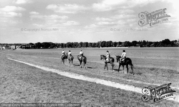 Photo of Newmarket, Racehorses Exercising, Bury Side c.1960