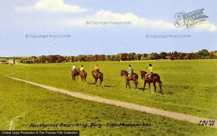 Photo of Newmarket, Racehorses Exercising, Bury Side c.1960