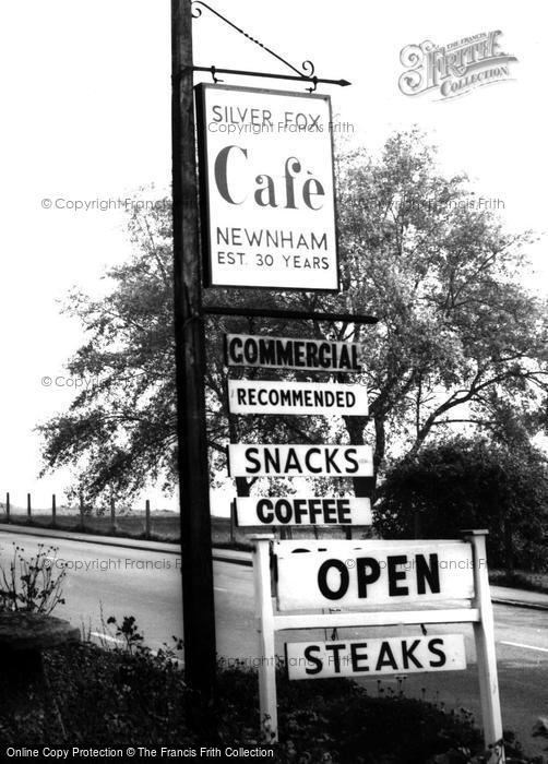 Photo of Newnham, Silver Fox Cafe Signs c.1965