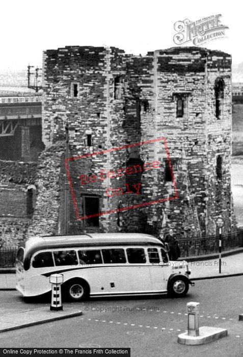 Photo of Newport, Bus By The Castle c.1955