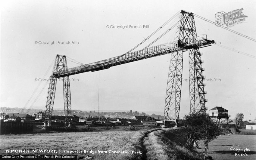 Newport, Transporter Bridge from Coronation Park c1955