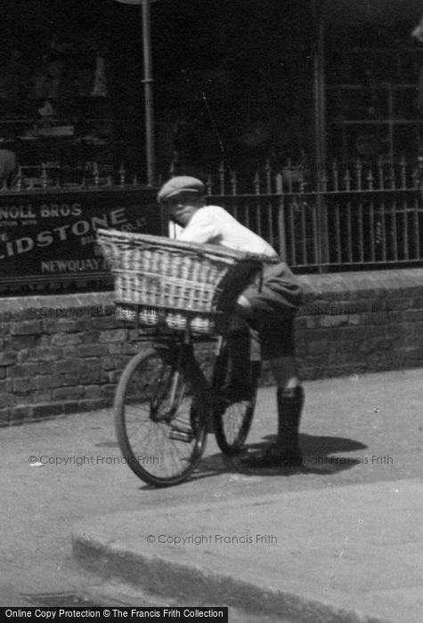Photo of Newquay, A Delivery Boy, Bank Street 1930