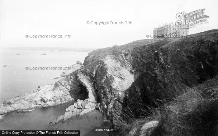 Photo of Newquay, Atlantic Hotel From Cove 1894