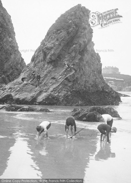Photo of Newquay, Bishop's Rock, Cockle Picking 1912