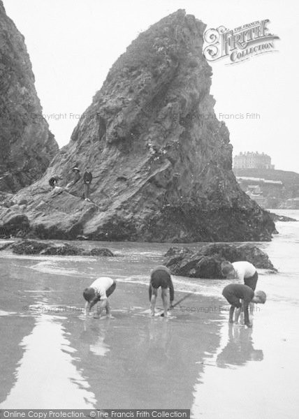 Photo of Newquay, Bishop's Rock, Cockle Picking 1912