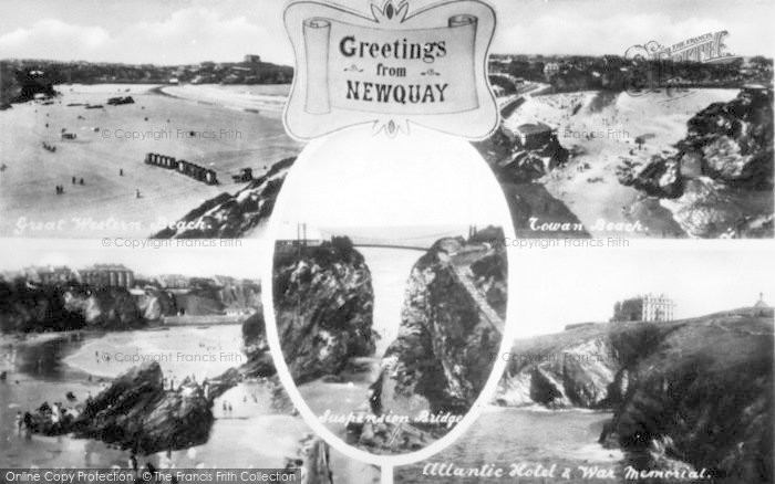 Photo of Newquay, Composite, Greetings From Newquay c.1955