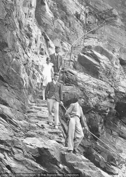 Photo of Newquay, Descending Bedruthan Old Steps 1928