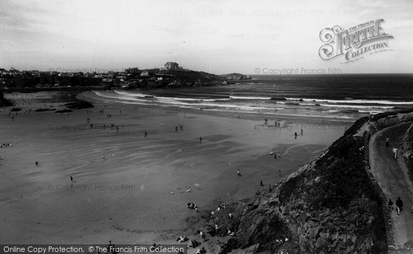 Photo of Newquay, Great Western Beach And Towan Head c.1960