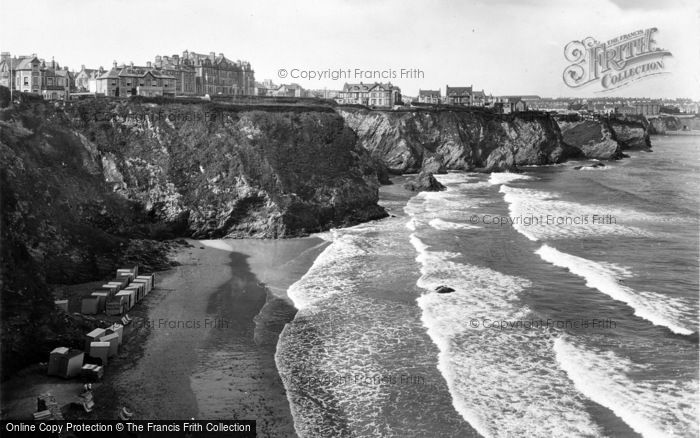 Photo of Newquay, Great Western Beach Showing Hotel Victoria 1925