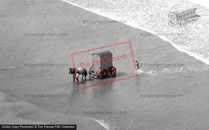 Photo of Newquay, Horse Drawn Bathing Hut 1887