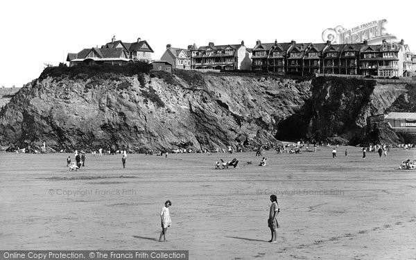 Photo of Newquay, Island Crescent From Towan Beach 1925