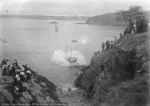 Photo of Newquay, Launch Of The Lifeboat c.1910