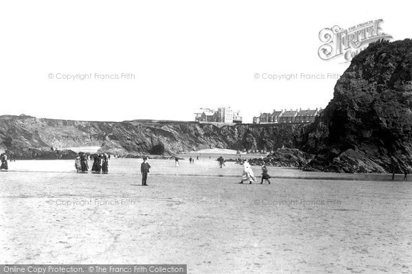 Photo of Newquay, On The Sands And Great Western Hotel 1887