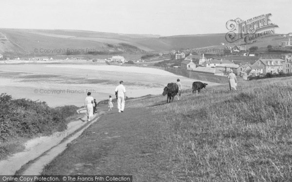 Photo of Newquay, Porth, People And Cows 1935
