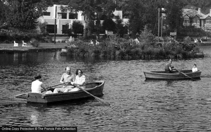 Photo of Newquay, Rowing On Trenance Boating Lake 1935