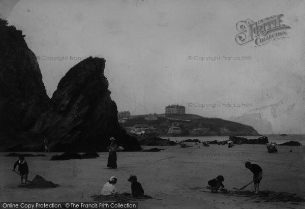 Photo of Newquay, Sands, Bishop's Rock 1907