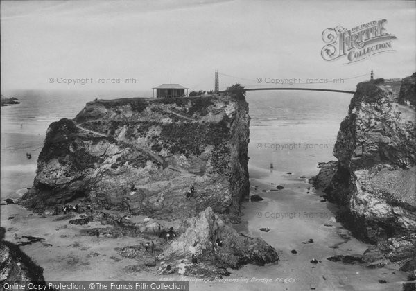 Photo of Newquay, Suspension Bridge And Island 1900
