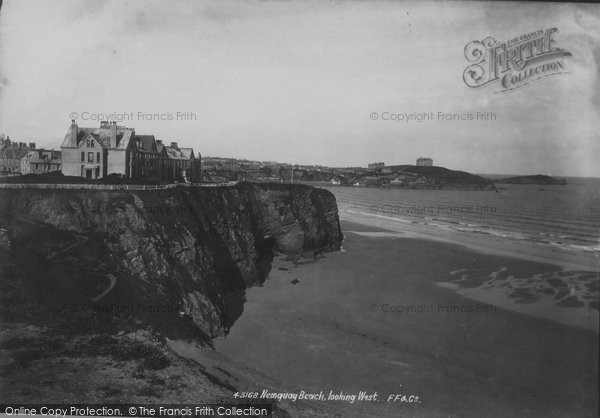 Photo of Newquay, The Beach Looking West 1899